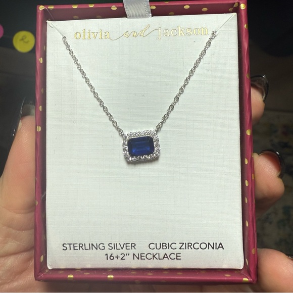 Olivia And Jackson Jewelry - Olivia and Jackson Silver Necklace with Blue Cubic Zirconia